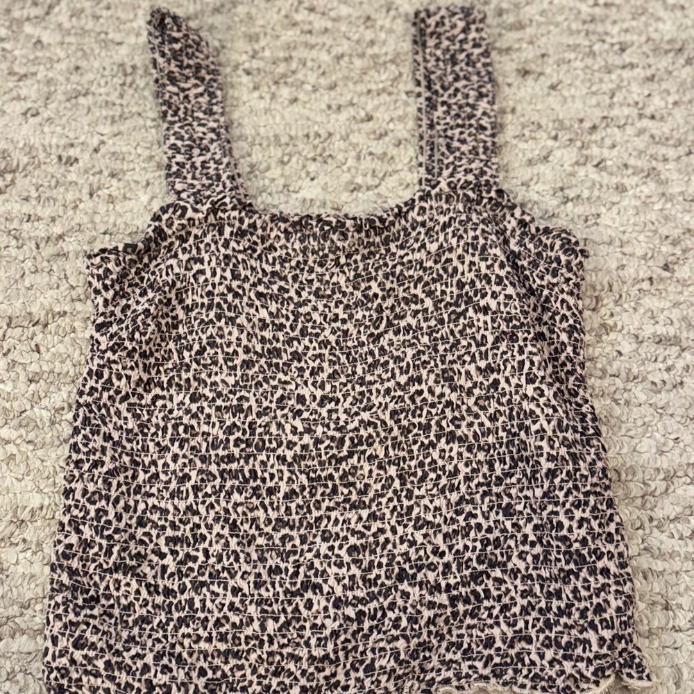 Abercrombie & Fitch Black and Cream Leopard Camisole